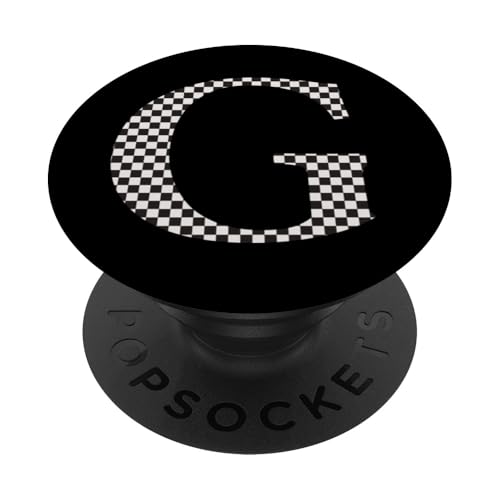 Buchstabe G Monogramm Initiale schwarz-weiß kariert PopSockets Klebender PopGrip Buchstabe G Monogramm Initiale schwarz-weiß kariert PopSockets Klebender PopGrip von Checkerboard Designs