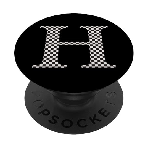 Buchstabe H Monogramm Initiale schwarz-weiß kariert PopSockets Klebender PopGrip Buchstabe H Monogramm Initiale schwarz-weiß kariert PopSockets Klebender PopGrip von Checkerboard Designs
