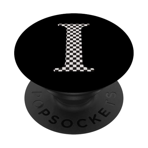 Buchstabe I Monogramm Initiale schwarz-weiß kariert PopSockets Klebender PopGrip Buchstabe I Monogramm Initiale schwarz-weiß kariert PopSockets Klebender PopGrip von Checkerboard Designs