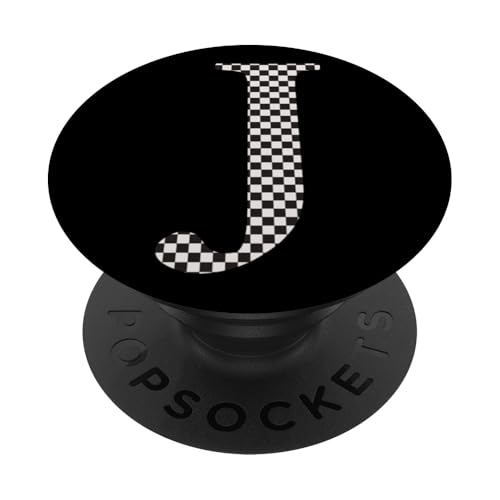 Buchstabe J Monogramm Initiale schwarz-weiß kariert PopSockets Klebender PopGrip Buchstabe J Monogramm Initiale schwarz-weiß kariert PopSockets Klebender PopGrip von Checkerboard Designs