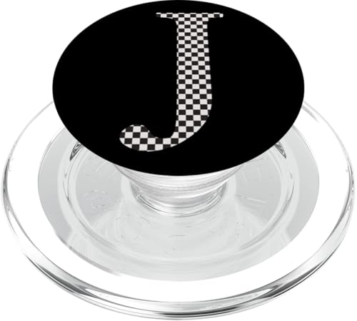 Buchstabe J Monogramm Initiale schwarz-weiß kariert PopSockets PopGrip für MagSafe Buchstabe J Monogramm Initiale schwarz-weiß kariert PopSockets PopGrip für MagSafe von Checkerboard Designs