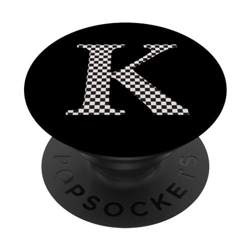Buchstabe K Monogramm Initiale schwarz-weiß kariert PopSockets Klebender PopGrip Buchstabe K Monogramm Initiale schwarz-weiß kariert PopSockets Klebender PopGrip von Checkerboard Designs