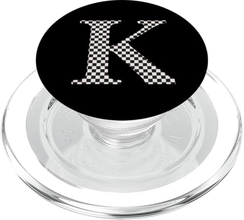 Buchstabe K Monogramm Initiale schwarz-weiß kariert PopSockets PopGrip für MagSafe Buchstabe K Monogramm Initiale schwarz-weiß kariert PopSockets PopGrip für MagSafe von Checkerboard Designs
