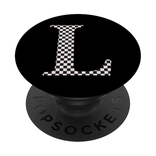 Buchstabe L Monogramm Initiale schwarz-weiß kariert PopSockets Klebender PopGrip Buchstabe L Monogramm Initiale schwarz-weiß kariert PopSockets Klebender PopGrip von Checkerboard Designs