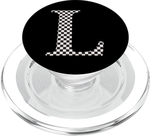 Buchstabe L Monogramm Initiale schwarz-weiß kariert PopSockets PopGrip für MagSafe Buchstabe L Monogramm Initiale schwarz-weiß kariert PopSockets PopGrip für MagSafe von Checkerboard Designs
