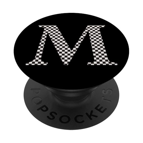 Buchstabe M Monogramm Initiale schwarz-weiß kariert PopSockets Klebender PopGrip Buchstabe M Monogramm Initiale schwarz-weiß kariert PopSockets Klebender PopGrip von Checkerboard Designs