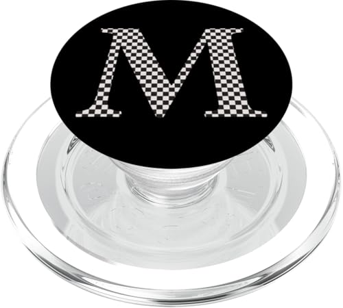 Buchstabe M Monogramm Initiale schwarz-weiß kariert PopSockets PopGrip für MagSafe Buchstabe M Monogramm Initiale schwarz-weiß kariert PopSockets PopGrip für MagSafe von Checkerboard Designs
