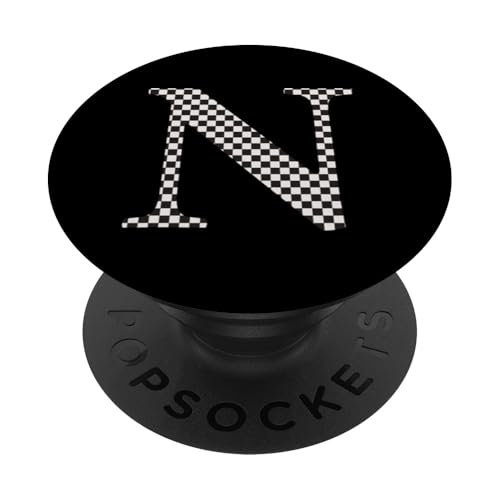 Buchstabe N Monogramm Initiale schwarz-weiß kariert PopSockets Klebender PopGrip Buchstabe N Monogramm Initiale schwarz-weiß kariert PopSockets Klebender PopGrip von Checkerboard Designs