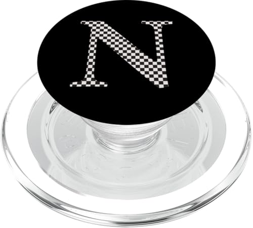 Buchstabe N Monogramm Initiale schwarz-weiß kariert PopSockets PopGrip für MagSafe Buchstabe N Monogramm Initiale schwarz-weiß kariert PopSockets PopGrip für MagSafe von Checkerboard Designs