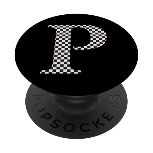 Buchstabe P Monogramm Initiale schwarz-weiß kariert PopSockets Klebender PopGrip Buchstabe P Monogramm Initiale schwarz-weiß kariert PopSockets Klebender PopGrip von Checkerboard Designs