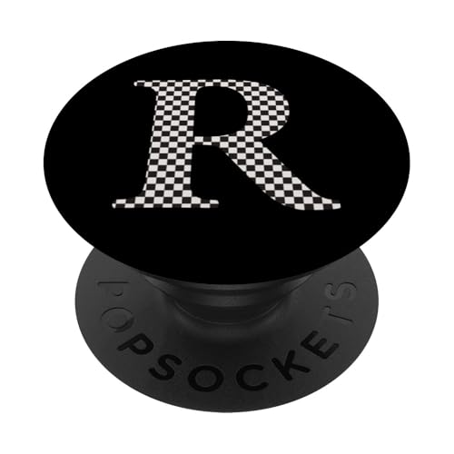 Buchstabe R Monogramm Initiale schwarz-weiß kariert PopSockets Klebender PopGrip Buchstabe R Monogramm Initiale schwarz-weiß kariert PopSockets Klebender PopGrip von Checkerboard Designs