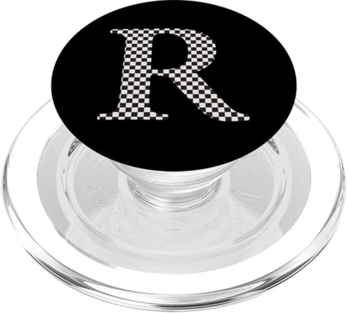 Buchstabe R Monogramm Initiale schwarz-weiß kariert PopSockets PopGrip für MagSafe Buchstabe R Monogramm Initiale schwarz-weiß kariert PopSockets PopGrip für MagSafe von Checkerboard Designs