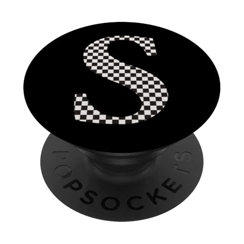 Buchstabe S Monogramm Initiale schwarz-weiß kariert PopSockets Klebender PopGrip Buchstabe S Monogramm Initiale schwarz-weiß kariert PopSockets Klebender PopGrip von Checkerboard Designs
