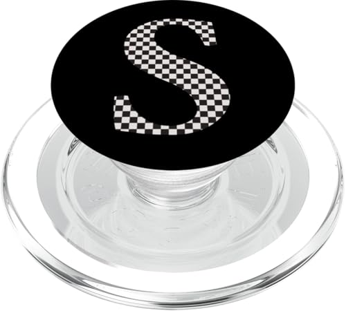 Buchstabe S Monogramm Initiale schwarz-weiß kariert PopSockets PopGrip für MagSafe Buchstabe S Monogramm Initiale schwarz-weiß kariert PopSockets PopGrip für MagSafe von Checkerboard Designs