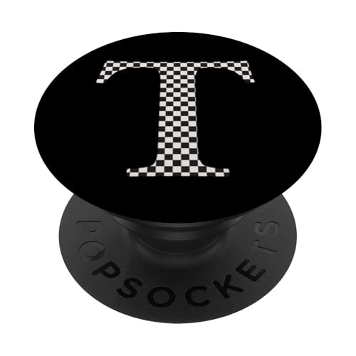 Buchstabe T Monogramm Initiale schwarz-weiß kariert PopSockets Klebender PopGrip Buchstabe T Monogramm Initiale schwarz-weiß kariert PopSockets Klebender PopGrip von Checkerboard Designs