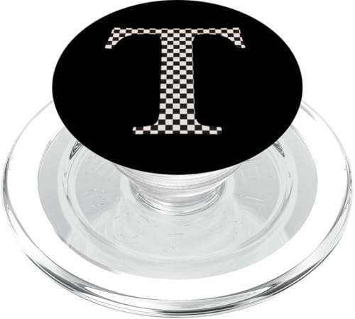 Buchstabe T Monogramm Initiale schwarz-weiß kariert PopSockets PopGrip für MagSafe Buchstabe T Monogramm Initiale schwarz-weiß kariert PopSockets PopGrip für MagSafe von Checkerboard Designs