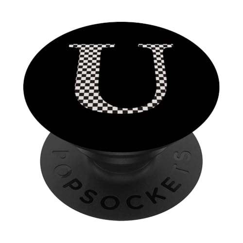 Buchstabe U Monogramm Initiale schwarz-weiß kariert PopSockets Klebender PopGrip Buchstabe U Monogramm Initiale schwarz-weiß kariert PopSockets Klebender PopGrip von Checkerboard Designs