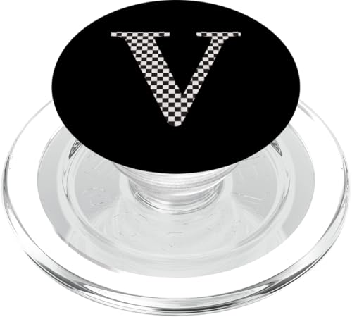 Buchstabe V Monogramm Initiale schwarz-weiß kariert PopSockets PopGrip für MagSafe Buchstabe V Monogramm Initiale schwarz-weiß kariert PopSockets PopGrip für MagSafe von Checkerboard Designs