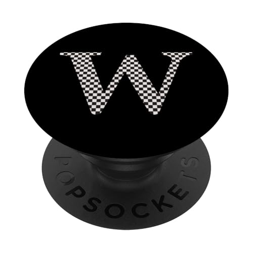 Buchstabe W Monogramm Initiale schwarz-weiß kariert PopSockets Klebender PopGrip Buchstabe W Monogramm Initiale schwarz-weiß kariert PopSockets Klebender PopGrip von Checkerboard Designs