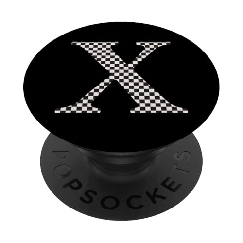 Buchstabe X Monogramm Initiale schwarz-weiß kariert PopSockets Klebender PopGrip Buchstabe X Monogramm Initiale schwarz-weiß kariert PopSockets Klebender PopGrip von Checkerboard Designs