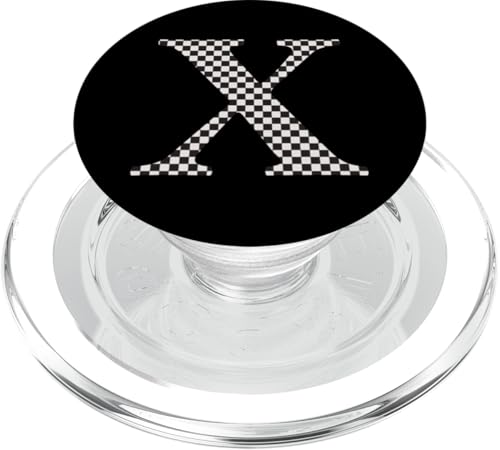 Buchstabe X Monogramm Initiale schwarz-weiß kariert PopSockets PopGrip für MagSafe Buchstabe X Monogramm Initiale schwarz-weiß kariert PopSockets PopGrip für MagSafe von Checkerboard Designs