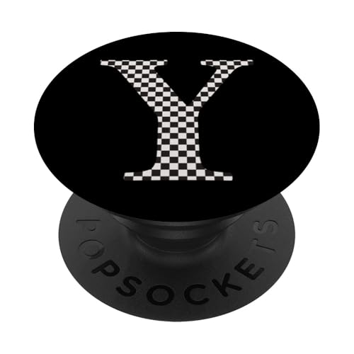 Buchstabe Y Monogramm Initiale schwarz-weiß kariert PopSockets Klebender PopGrip Buchstabe Y Monogramm Initiale schwarz-weiß kariert PopSockets Klebender PopGrip von Checkerboard Designs