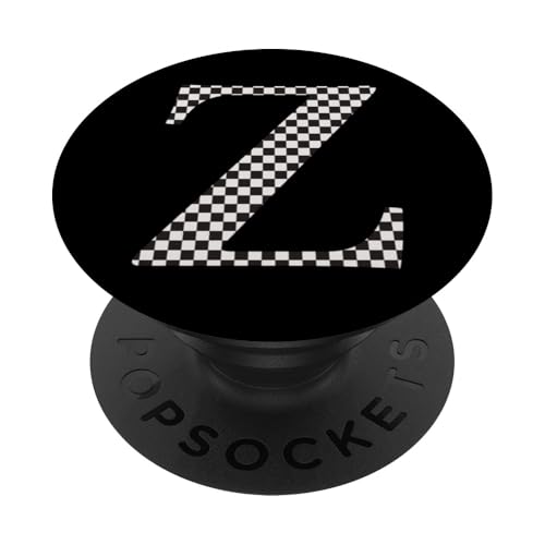 Buchstabe Z Monogramm Initiale schwarz-weiß kariert PopSockets Klebender PopGrip Buchstabe Z Monogramm Initiale schwarz-weiß kariert PopSockets Klebender PopGrip von Checkerboard Designs