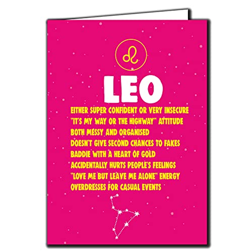 Cheeky Chops Geburtstagskarte, Motiv: Leo Astrologie, lustig, für ihn, Vater, Mutter, Bruder, Schwester, Freund, Löwe, mehrfarbig, 12,7 x 17,8 cm von Cheeky Chops