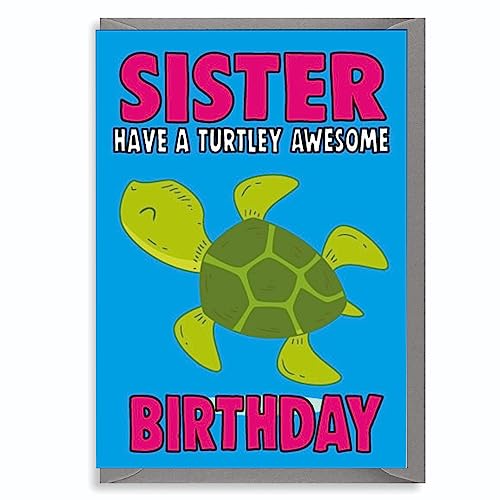 Geburtstagskarte für Schwester, lustige Schildkröten C614 von Cheeky Chops
