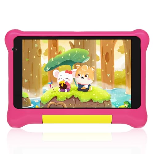Cheerjoy Kinder Tablet 7 Zoll Android 12 Tablets für Kinder, 2GB RAM 32 GB ROM 128 GB Erweiterung, Elternkontrolle, Vorinstallierte Software, Dual-Kamera, Android Learning Tablet Mit Tasche(Rosa) von Cheerjoy
