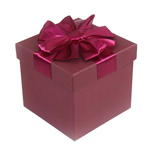Cheerlife quadratische Kartonage mit Schleife Geschenkbox Geschenkkarton Geschenkschachteln Geschenkverpackung Geschenk Schachtel Karton Weinrot 16 * 16 * 16 von Cheerlife