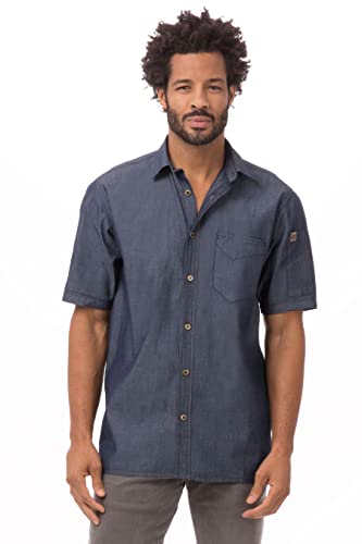 Chef Works Herren Detroit kurzärmliges Denim-Shirt, indigoblau, X-Groß von Chef Works