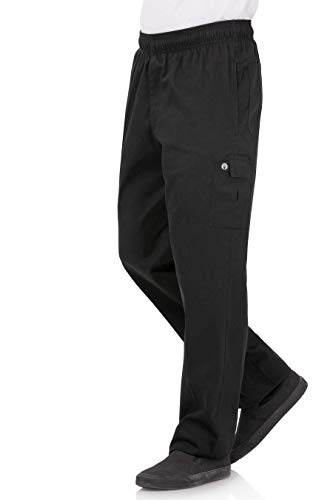 Chef Works Unisex Classic Fit Cargo Kochhose Schwarz, Größe: L / Large, Bundweite: 38 - 40 Zoll, Schrittlänge: 32 Zoll, Elastischer Bund | B222-L von Chef Works