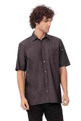 Chef Works b075-m Detroit Denim Short Sleeve Shirt, Medium, Schwarz von Chef Works