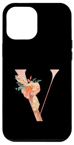 Hülle für iPhone 12 Pro Max Niedliches Monogramm Initiale farbige Buchstaben Blumen Großbuchstaben V von Cheffsspecials Floral Cute Monogram Initials