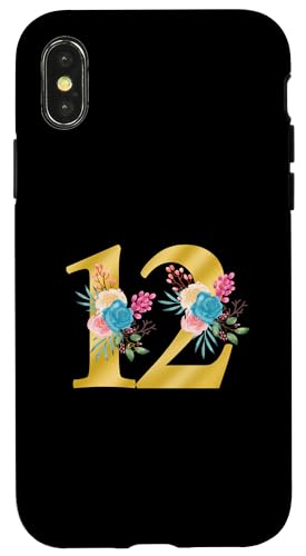 Niedliche Monogramm-Initiale farbige Zahlen Blumen 12 Hülle für iPhone X/XS Niedliche Monogramm-Initiale farbige Zahlen Blumen 12 Hülle für iPhone X/XS von Cheffsspecials Floral Cute Monogram Initials