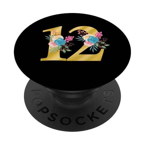 Niedliche Monogramm-Initiale farbige Zahlen Blumen 12 PopSockets Klebender PopGrip Niedliche Monogramm-Initiale farbige Zahlen Blumen 12 PopSockets Klebender PopGrip von Cheffsspecials Floral Cute Monogram Initials
