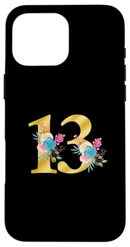 Niedliche Monogramm-Initiale farbige Zahlen Blumen 13 Hülle für iPhone 16 Pro Max Niedliche Monogramm-Initiale farbige Zahlen Blumen 13 Hülle für iPhone 16 Pro Max von Cheffsspecials Floral Cute Monogram Initials