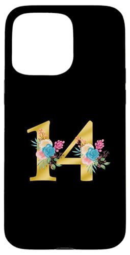 Niedliche Monogramm-Initiale farbige Zahlen Blumen 14 Hülle für iPhone 15 Pro Max von Cheffsspecials Floral Cute Monogram Initials