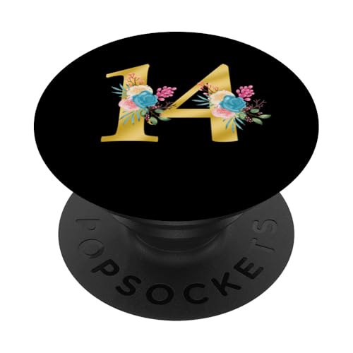 Niedliche Monogramm-Initiale farbige Zahlen Blumen 14 PopSockets Klebender PopGrip Niedliche Monogramm-Initiale farbige Zahlen Blumen 14 PopSockets Klebender PopGrip von Cheffsspecials Floral Cute Monogram Initials