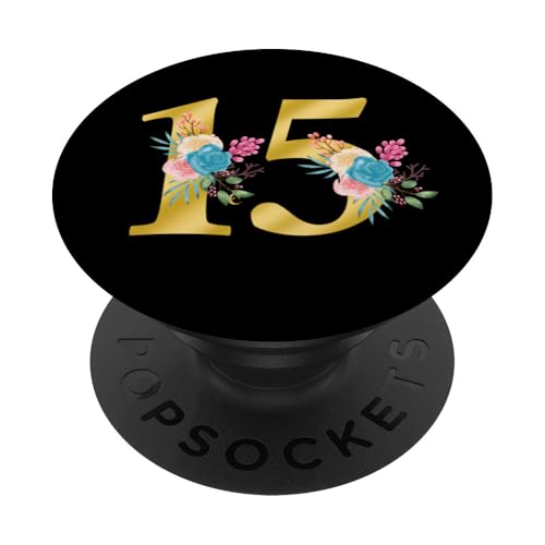 Niedliche Monogramm-Initiale farbige Zahlen Blumen 15 PopSockets Klebender PopGrip Niedliche Monogramm-Initiale farbige Zahlen Blumen 15 PopSockets Klebender PopGrip von Cheffsspecials Floral Cute Monogram Initials