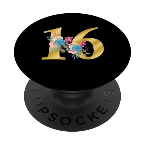 Niedliche Monogramm-Initiale farbige Zahlen Blumen 16 PopSockets Klebender PopGrip Niedliche Monogramm-Initiale farbige Zahlen Blumen 16 PopSockets Klebender PopGrip von Cheffsspecials Floral Cute Monogram Initials