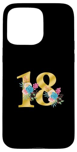Niedliche Monogramm-Initiale farbige Zahlen Blumen 18 Hülle für iPhone 15 Pro Max von Cheffsspecials Floral Cute Monogram Initials