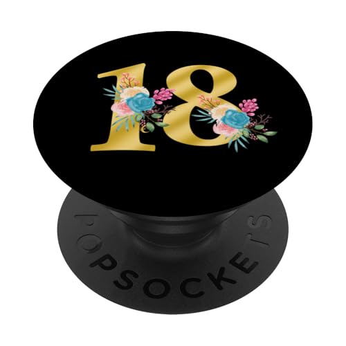Niedliche Monogramm-Initiale farbige Zahlen Blumen 18 PopSockets Klebender PopGrip Niedliche Monogramm-Initiale farbige Zahlen Blumen 18 PopSockets Klebender PopGrip von Cheffsspecials Floral Cute Monogram Initials