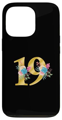 Niedliche Monogramm-Initiale farbige Zahlen Blumen 19 Hülle für iPhone 13 Pro von Cheffsspecials Floral Cute Monogram Initials