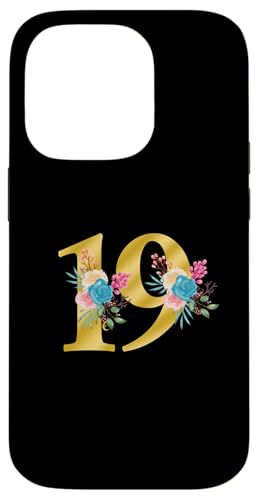 Niedliche Monogramm-Initiale farbige Zahlen Blumen 19 Hülle für iPhone 14 Pro von Cheffsspecials Floral Cute Monogram Initials