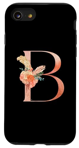 Niedliches Monogramm Initiale farbige Buchstaben Blumen Großstadt B Hülle für iPhone SE (2020) / 7 / 8 von Cheffsspecials Floral Cute Monogram Initials