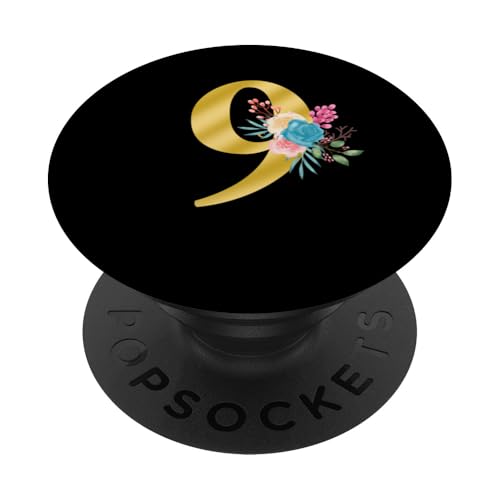 Niedliches Monogramm Initiale farbige Zahlen Blumen 9 PopSockets Klebender PopGrip Niedliches Monogramm Initiale farbige Zahlen Blumen 9 PopSockets Klebender PopGrip von Cheffsspecials Floral Cute Monogram Initials