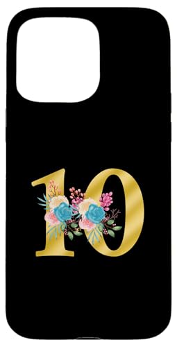 Süße Monogramm-Initiale farbige Zahlen Blumen 10 Hülle für iPhone 15 Pro Max von Cheffsspecials Floral Cute Monogram Initials