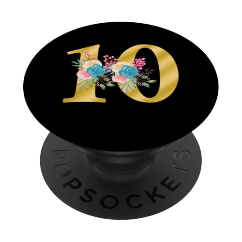 Süße Monogramm-Initiale farbige Zahlen Blumen 10 PopSockets Klebender PopGrip Süße Monogramm-Initiale farbige Zahlen Blumen 10 PopSockets Klebender PopGrip von Cheffsspecials Floral Cute Monogram Initials